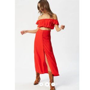 Flynn Skye Sophia Midi Skirt in Kiss my Lips - Size Small